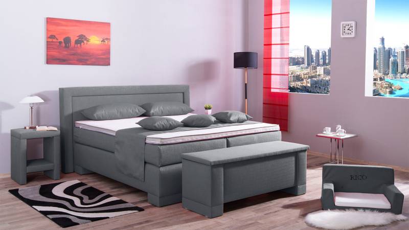 Meisterbetten Boxspringbett Rico 100x200 in W-Silver Grey, Matratzenbezug Nano, Komfortschaum-Topper Meisterbetten Boxspringbett Rico 100x200 in W-Silver Grey, Matratzenbezug Nano, Komfortschaum-Topper von Meisterbetten