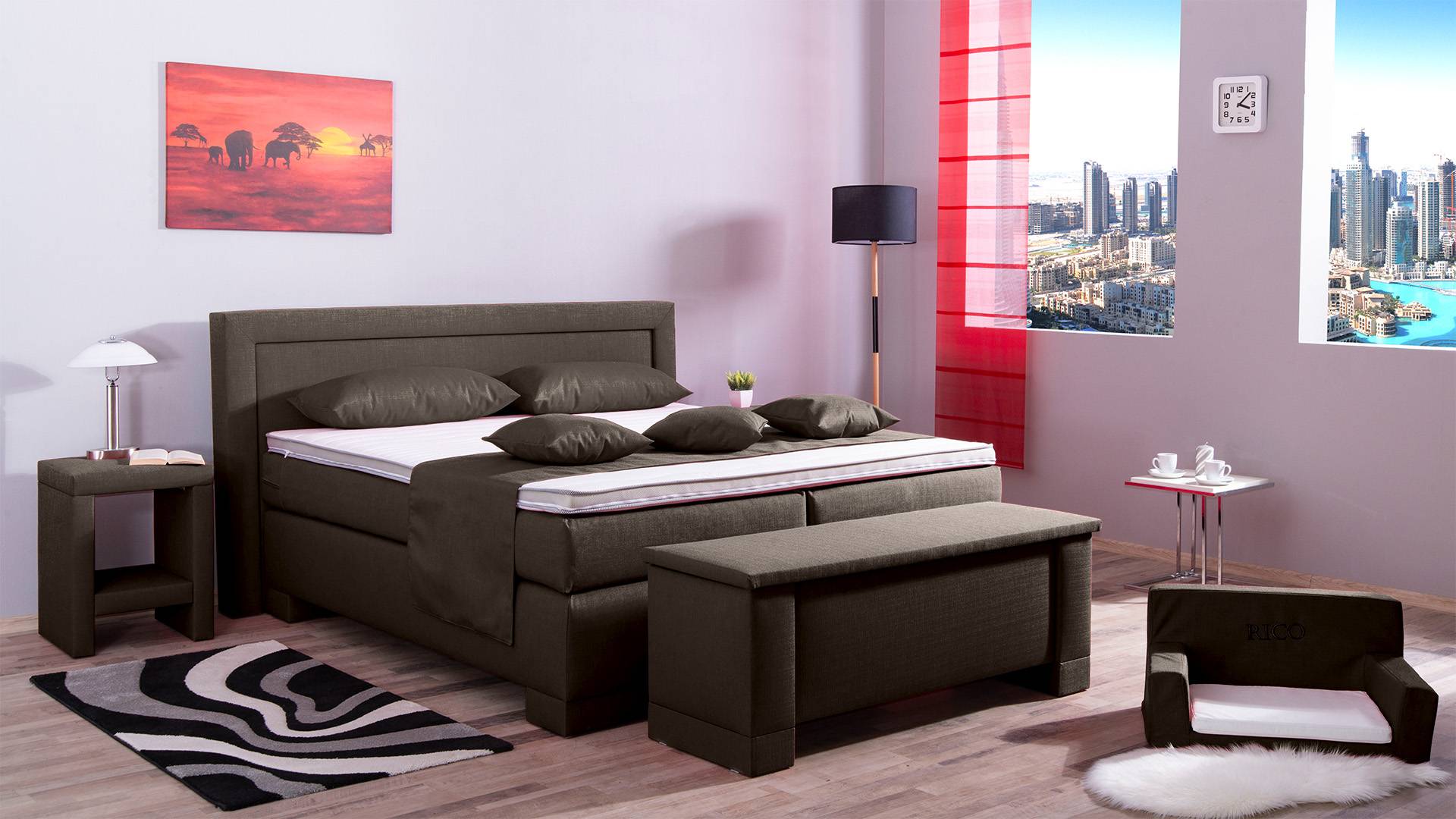 Meisterbetten Boxspringbett Rico 120x200 in W-Brown, Matratzenbezug Nano, Komfortschaum-Topper Meisterbetten Boxspringbett Rico 120x200 in W-Brown, Matratzenbezug Nano, Komfortschaum-Topper von Meisterbetten