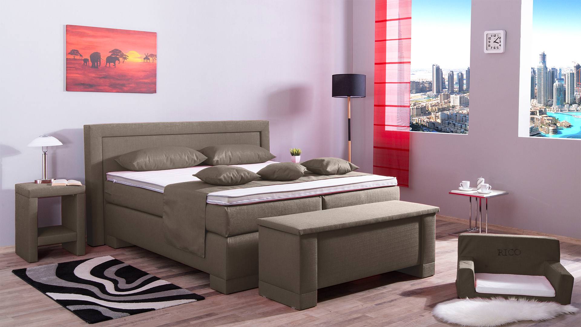 Meisterbetten Boxspringbett Rico 120x200 in W-Sahara, Matratzenbezug Nano, Komfortschaum-Topper Meisterbetten Boxspringbett Rico 120x200 in W-Sahara, Matratzenbezug Nano, Komfortschaum-Topper von Meisterbetten