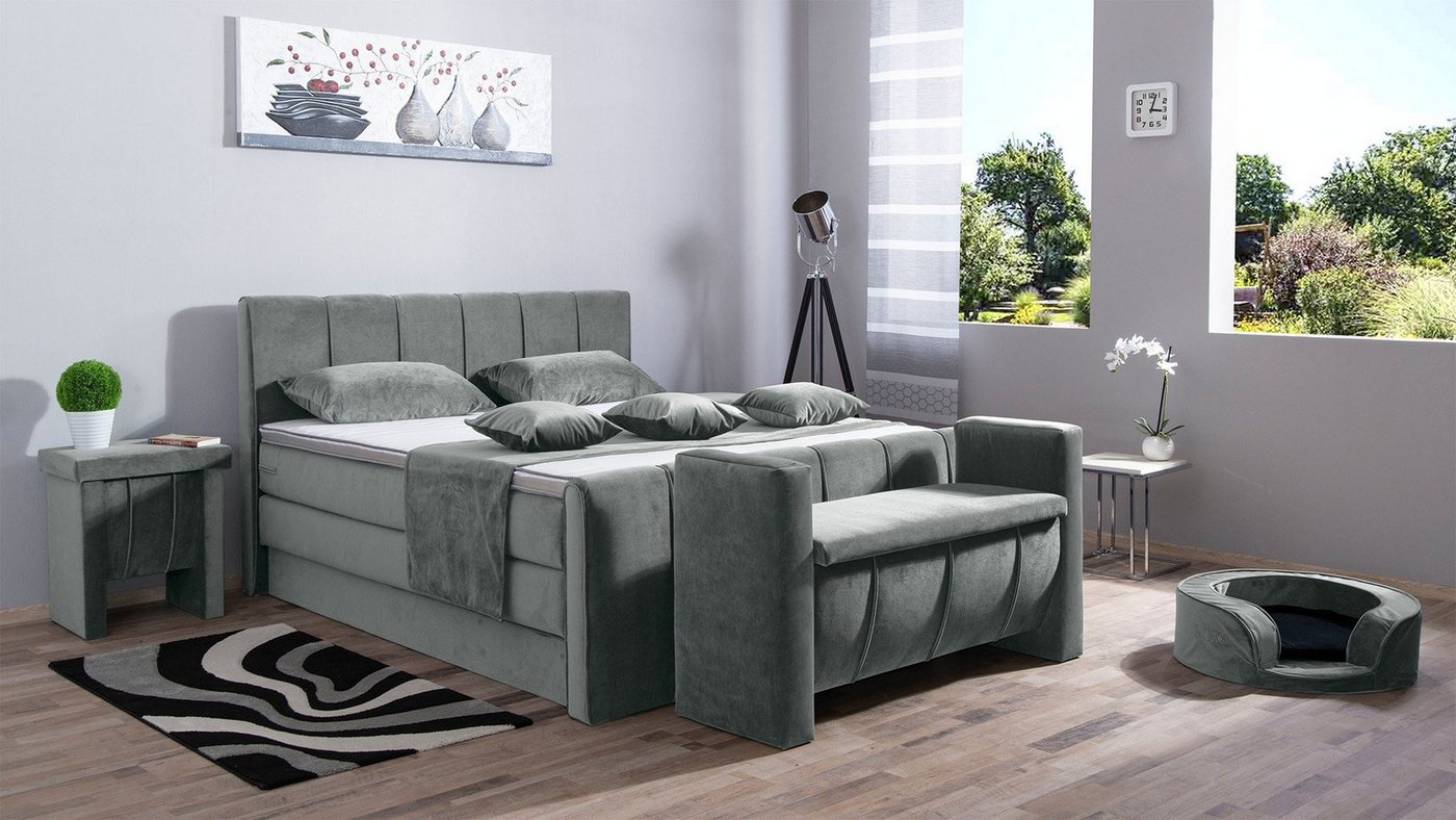 Meisterbetten Boxspringbett Roki (mit Bettkasten, Fußteil, 7-Zonen Taschenfederkernmatratzen, Ergoflex), Inklusive kostenloser Lieferung und Aufbau von Meisterbetten
