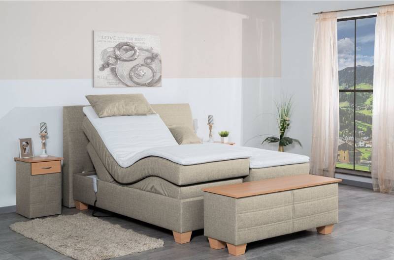 Meisterbetten Boxspringbett Syma (mit Motor, 7-Zonen Taschenfederkernmatratzen, Ergoflex), Inklusive kostenloser Lieferung und Aufbau von Meisterbetten