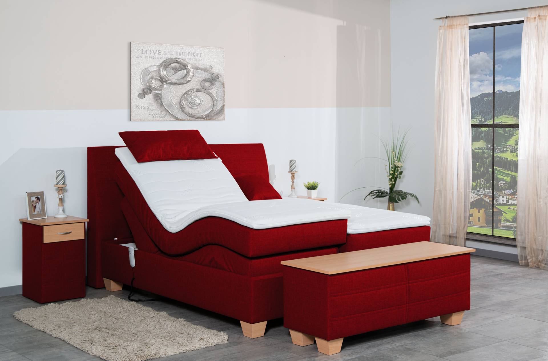 Meisterbetten Boxspringbett Syma 120x200 in W-Red, Matratzenbezug Nano, Ergoflex-Topper Meisterbetten Boxspringbett Syma 120x200 in W-Red, Matratzenbezug Nano, Ergoflex-Topper von Meisterbetten