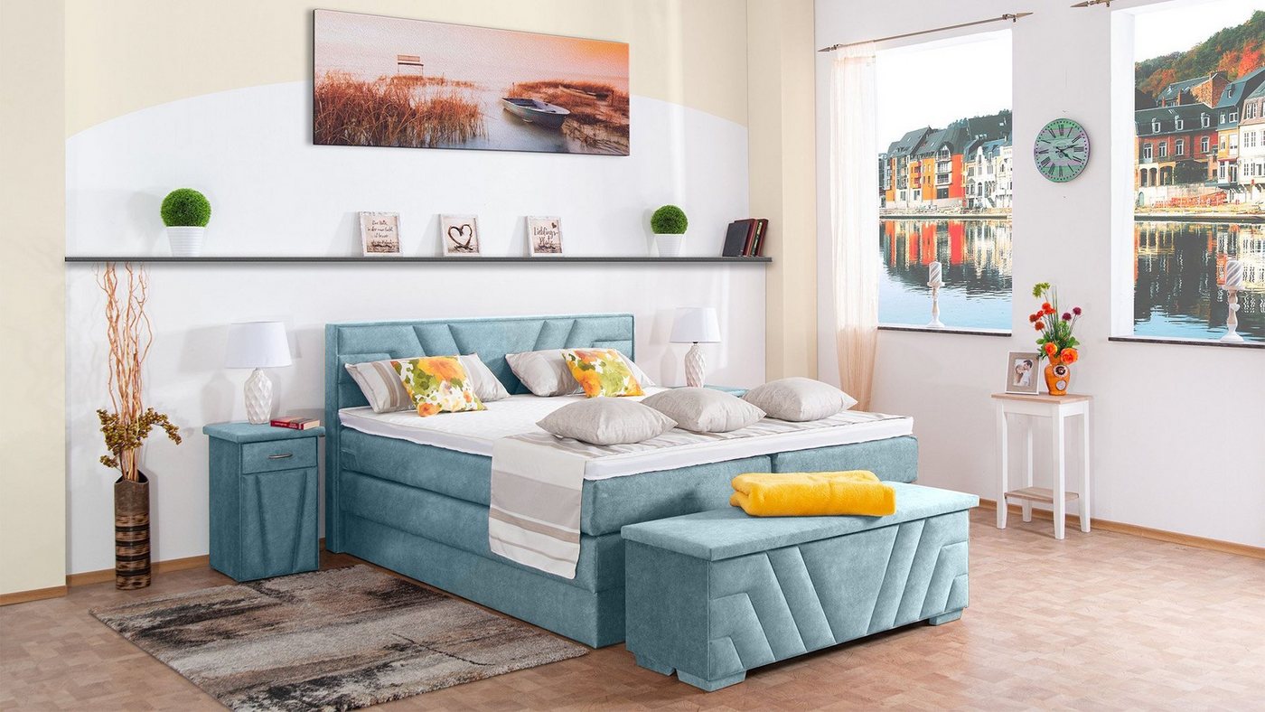 Meisterbetten Boxspringbett Terz (mit Bettkasten, 7-Zonen Taschenfederkernmatratzen, Komfortschaum), Inklusive kostenloser Lieferung und Aufbau von Meisterbetten