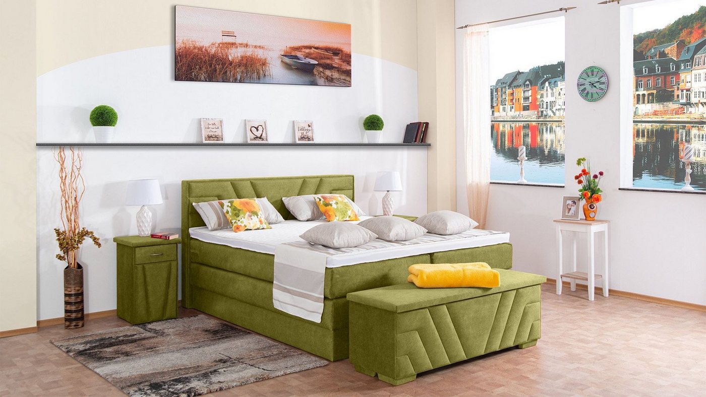 Meisterbetten Boxspringbett Terz (mit Bettkasten, 7-Zonen Taschenfederkernmatratzen, Komfortschaum), Inklusive kostenloser Lieferung und Aufbau von Meisterbetten