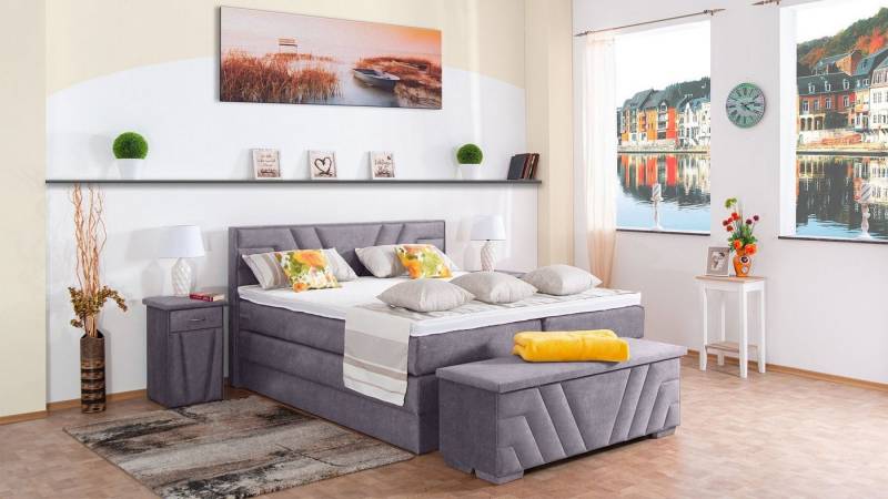 Meisterbetten Boxspringbett Terz (mit Bettkasten, 7-Zonen Taschenfederkernmatratzen, Komfortschaum), Inklusive kostenloser Lieferung und Aufbau von Meisterbetten