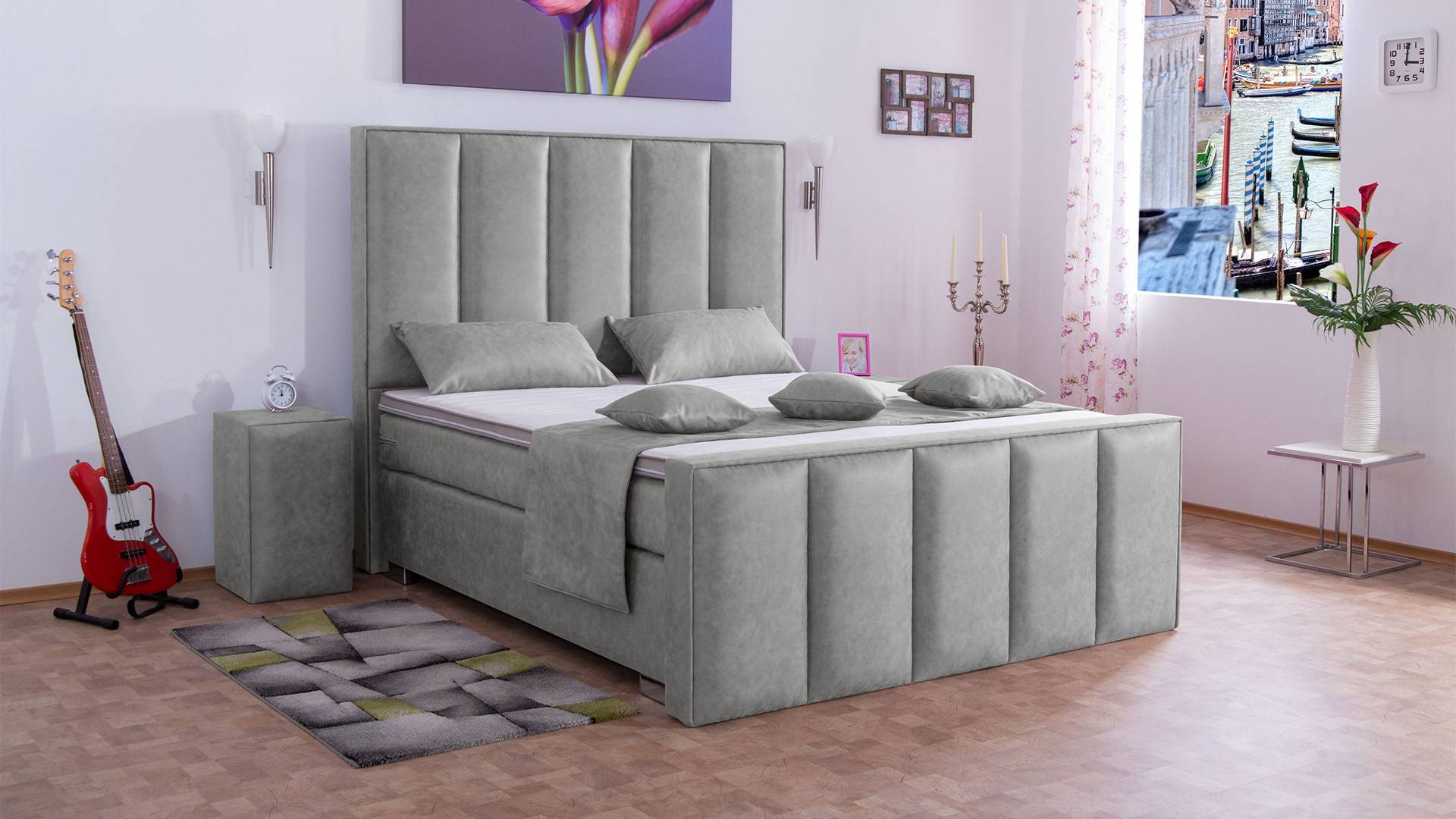 Meisterbetten Boxspringbett Vicy 180x220 in MS-Silver Grey, Matratzenbezug Nano, Ergoflex-Topper Meisterbetten Boxspringbett Vicy 180x220 in MS-Silver Grey, Matratzenbezug Nano, Ergoflex-Topper von Meisterbetten