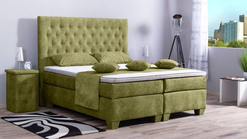 Meisterbetten Boxspringbett Vila 100x200 in DS-Apfelgrün, Matratzenbezug Nano, Ergoflex-Topper Meisterbetten Boxspringbett Vila 100x200 in DS-Apfelgrün, Matratzenbezug Nano, Ergoflex-Topper von Meisterbetten