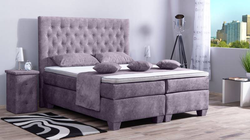 Meisterbetten Boxspringbett Vila 140x200 in DS-Grau, Matratzenbezug Nano, Ergoflex-Topper von Meisterbetten