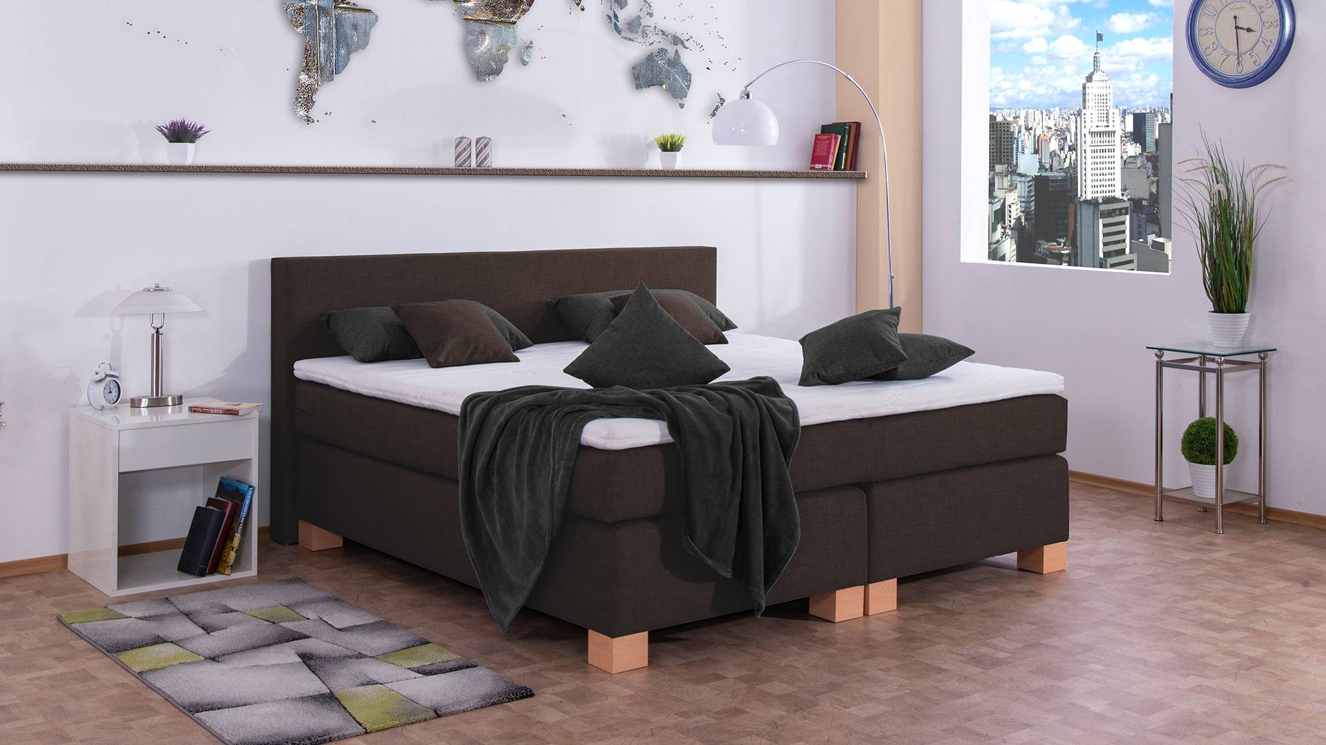 Meisterbetten Boxspringbett Vita 120x200 in W-Dark Brown, Matratzenbezug Nano, Komfortschaum-Topper Meisterbetten Boxspringbett Vita 120x200 in W-Dark Brown, Matratzenbezug Nano, Komfortschaum-Topper von Meisterbetten