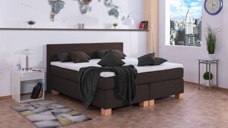 Meisterbetten Boxspringbett Vita 120x200 in W-Dark Brown, Matratzenbezug Nano, Komfortschaum-Topper Meisterbetten Boxspringbett Vita 120x200 in W-Dark Brown, Matratzenbezug Nano, Komfortschaum-Topper von Meisterbetten