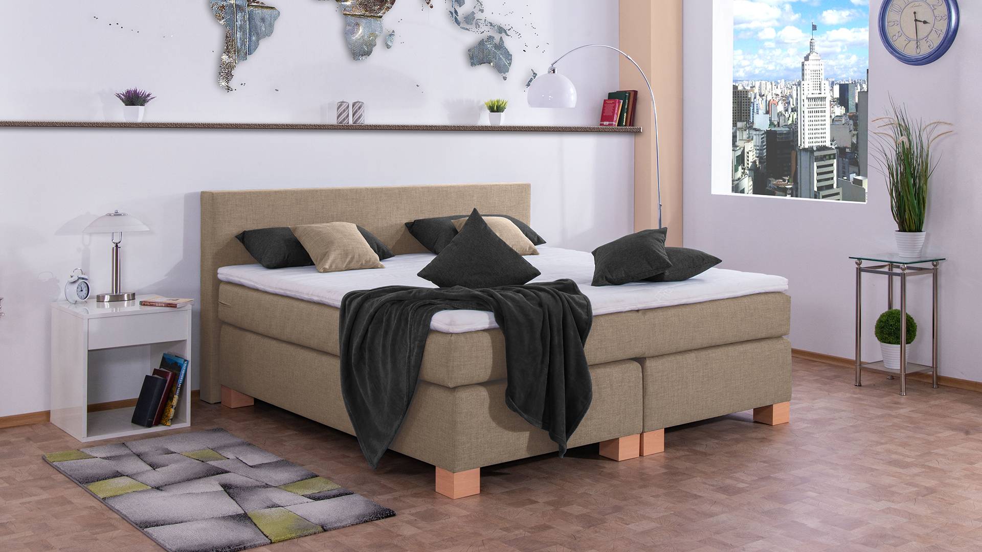 Meisterbetten Boxspringbett Vita 120x200 in W-Sahara, Matratzenbezug Nano, Komfortschaum-Topper Meisterbetten Boxspringbett Vita 120x200 in W-Sahara, Matratzenbezug Nano, Komfortschaum-Topper von Meisterbetten