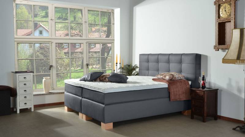 Meisterbetten Boxspringbett Wera 180x200 in KL-Fango, Matratzenbezug Nano, Komfortschaum-Topper von Meisterbetten