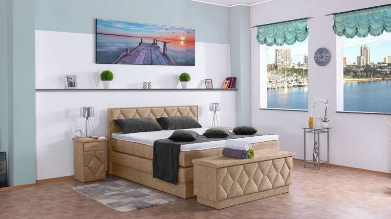Meisterbetten Boxspringbett Yara (mit Bettkasten, 7-Zonen Taschenfederkernmatratzen, Ergoflex), Inklusive kostenloser Lieferung und Aufbau von Meisterbetten