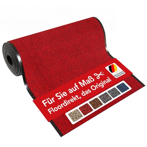 KARAT Schmutzfangmatte Sky - Türmatte mit meliertem Flor für den Eingangsbereich (120x350 cm, Rot) von KARAT