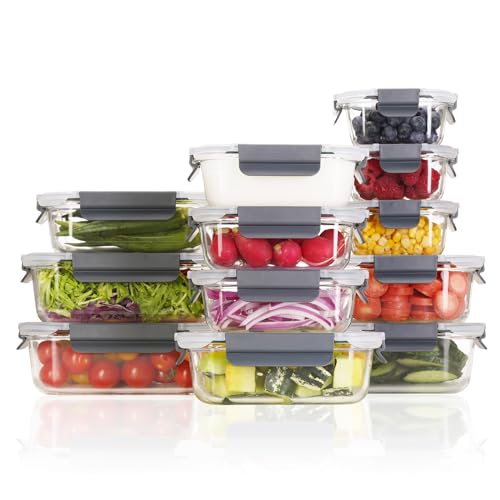 Meisterhome® - Frischhaltedosen aus Glas- Vorratsdosen - für Lebensmittel, 12er-Pack (12 Behälter + 12 Deckel) - Transparente Erstklassig Glasbehälter mit Deckel - BPA-frei – Luftdicht von Meisterhome