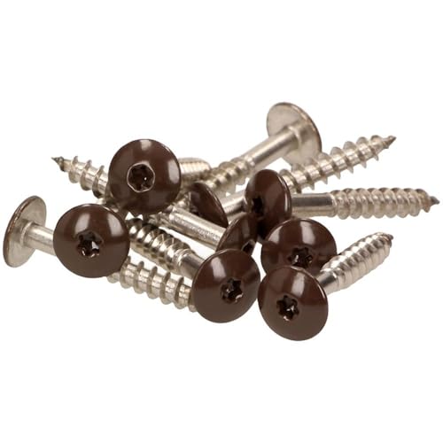 100x MEISTERLING® Fassadenschrauben INOX V4A 5,5 x 25 mm – Flachkopf Torx T20 + 1 Bit – Dunkelbraun von Meisterling