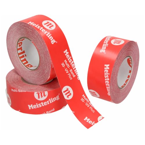 Meisterling® Multi - Band 3D - UV PLUS rot - 60mm breit, 1 Rolle 25 m - von Hand reißbar - flexibles Hochleistungs-Klebeband für Dampfsperren & Dampfbremsen etc. von Meisterling