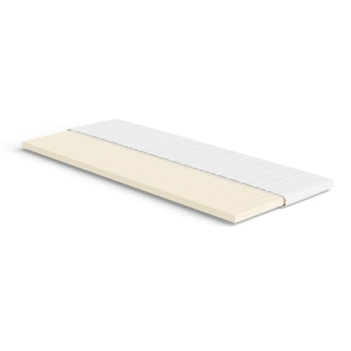 Meisterschlaf Latex Topper 90x200 cm – mittelweich – RG 65 – atmungsaktiv & ergonomisch – Oeko-TEX® Standard 100 – Allergikergeeignet, waschbar - 20% Naturlatex Anteil – Made in Germany von Meisterschlaf