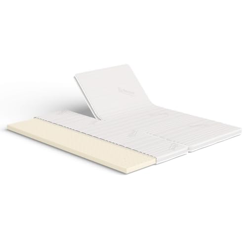 Meisterschlaf Split Latex Topper 140x200 cm – 7 cm hoch – 20% Naturlatex RG 65 – mittelweich – Oeko-TEX® Standard 100 – Tencel™ Lyocell 3D Doppeltuch-Bezug waschbar – Made in Germany von Meisterschlaf