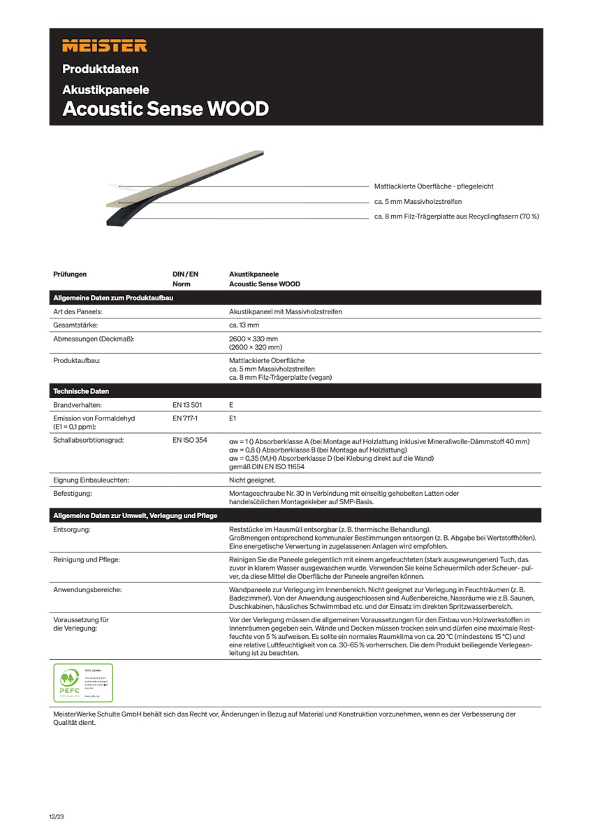 MEISTER Akustikpaneele Acoustic Sense WOOD 2600 x 330 x 13 mm 04311 Eiche pure gebürstet mattlackiert MEISTER Akustikpaneele Acoustic Sense WOOD 2600 x 330 x 13 mm 04311 Eiche pure gebürstet mattlackiert von Meisterwerke