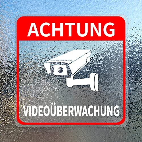 Videoüberwachung Schild Aufkleber Vinyl kameraüberwachung 15 x 15 cm CCTV Achtung Kamera Warnschild Sicherheit Aufkleber für Fenster Tür Geschäft 5 Stück von Meitaat
