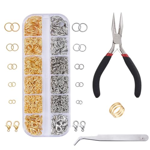 1200Pcs Metall Offene Ringe,Gold Silber Jump Rings Biegeringe Schmuckherstellung Ringe mit Schmuckzange Pinzette Biegeringöffner Ketten Verschlüsse für die DIY Schmuckherstellung 1200Pcs Metall Offene Ringe,Gold Silber Jump Rings Biegeringe Schmuckherstellung Ringe mit Schmuckzange Pinzette Biegeringöffner Ketten Verschlüsse für die DIY Schmuckherstellung von Meiturzhen