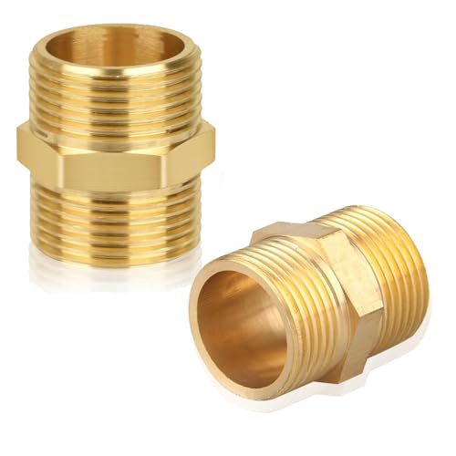 Doppelnippel G1 Zoll(Ø 32,5mm) Messing Außengewinde, 2 Stück Doppelnippel Sechskant G1" AG/AG, Doppel Nippel Messing Fittings für Trinkwasser geeignet von Meiturzhen