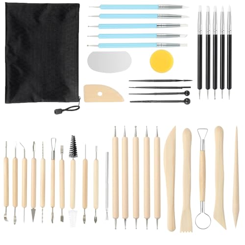 Meiturzhen 43er Stücke Töpferwerkzeug, Modellier-Werkzeug, Sculpting Werkzeug,Geeignet für Anfänger,Skulptur und Kuchen Design Perfektes Töpfer Zubehör für Künstler und Anfänger von Meiturzhen