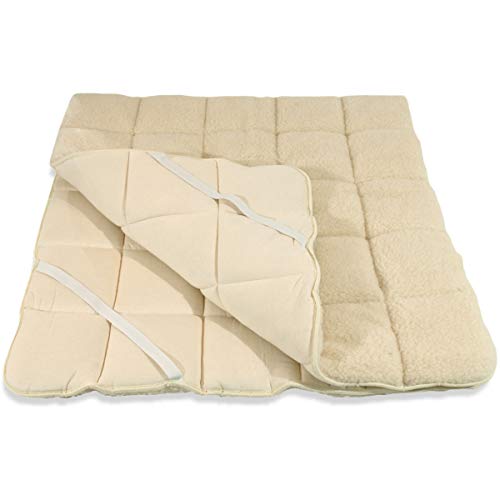Meivita - Dickes Merino Schafschurwolle Unterbett in 120x200 cm mit 1870 g Füllung Plus bauschiger Lammflor Oberseite mit 400 g/m² und Baumwoll - Unterseite mit 4 Eckgummis – Made in Germany von Meivita