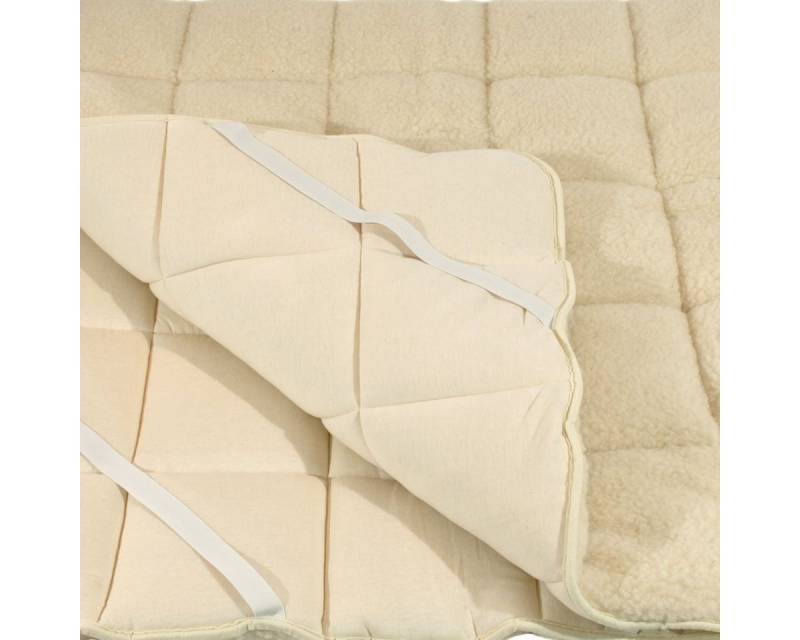 Topper bauschiges Lammflor Unterbett mit 4 Eckgummis, Meivita, 3 cm hoch, Merino Schafschurwollvlies, Matratzenauflage Hergestellt in Deutschland von Meivita