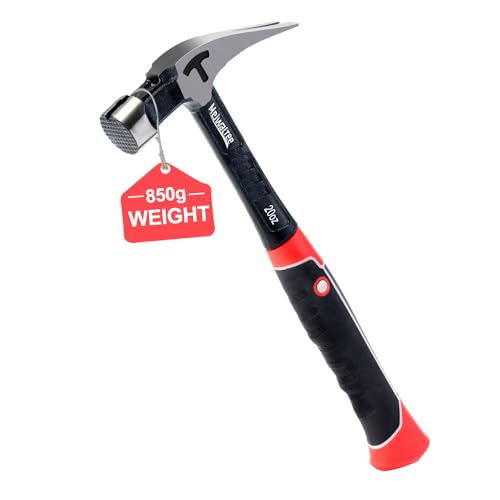 Meiwaltee Gerader Klauenhammer,Zimmererhammer mit Magnetischem Nagelhalter, Gefräster Fläche & Stoßdämpfendem Griff - 850g Gewicht von Meiwaltee