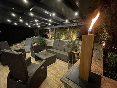 Gartenfackel aus Eiche - Nachfüllbar - Handarbeit - Terrassenfackel/Ölfackel/Balkonfackel inkl. Kindersicherung und Glasfaserdocht (anthrazit, 60cm) von MeiWell