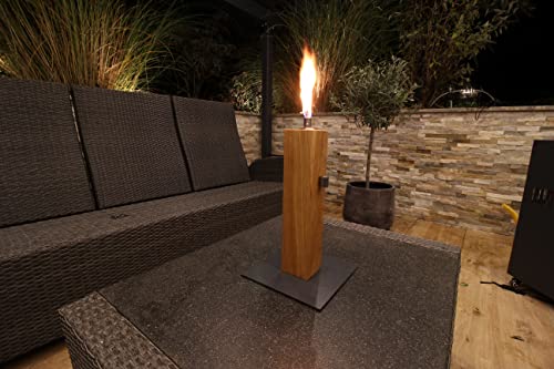 Gartenfackel aus Eiche - Nachfüllbar - Handarbeit - Terrassenfackel / Ölfackel / Balkonfackel inkl. Kindersicherung und Glasfaserdocht (anthrazit, 40cm) von MeiWell