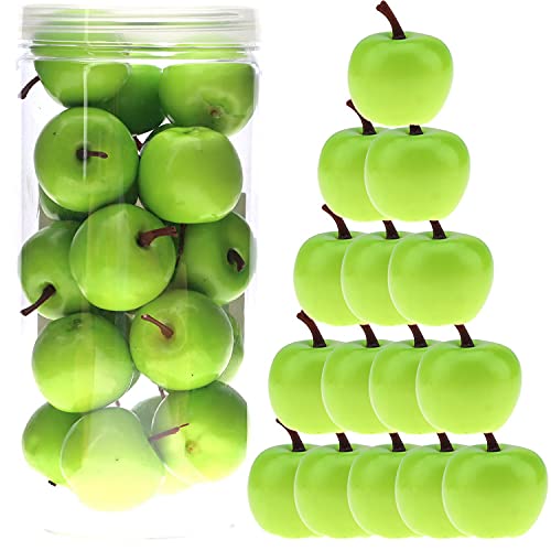 Meiwlong 27 PCS Mini Gefälscht Grün Apfel Künstliche Lebensecht Essen Küche Requisiten Faux Realistisch Kunststoff Modell Dekoration Haushalt Party Urlaub Danksagung von Meiwlong