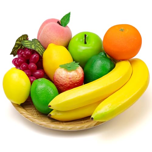 Meiwlong 10 PCS Künstliche Früchte Dekoration Haushalt Gefälscht Banane Zitrone Orange Erdbeeren Apfel Pfirsich Traube Andere Faux Realistisch Fotografie Requisiten von Meiwlong
