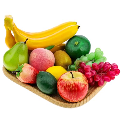 Meiwlong 11 PCS Künstliche Früchte Gefälscht Banane Traube Zitrone Kiwi Orange Apfel Pfirsich Erdbeeren Modell Faux Lebensecht Dekoration Restaurant Haushalt von Meiwlong