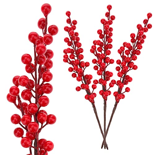 Meiwlong 3 Stück Rot Holly Künstlich Fälschung Beeren Schaum Blume Dekoration Hochzeit DIY Strauß - 38 Zentimeter von Meiwlong