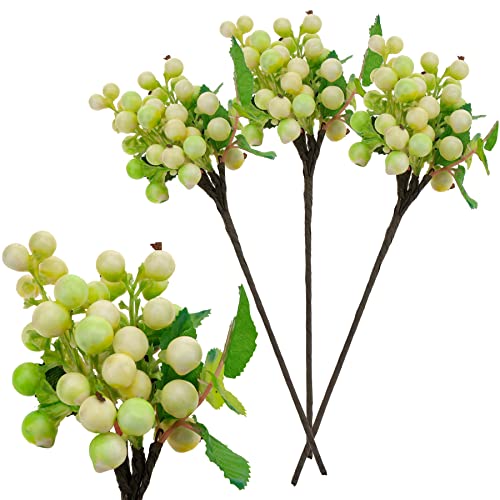 Meiwlong 3 Stück Weiß Grün Künstlich Beeren Gefälschte Schaum Pflanzen Weihnachten Baum Dekoration Hochzeit Strauß von Meiwlong