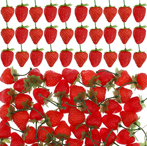 Meiwlong 30 PCS Künstliche Realistisch Kunststoff Erdbeeren Lebensecht Gefälscht Rot Früchte Faux Simulation Requisiten Dekoration Party Hochzeit Haushalt von Meiwlong