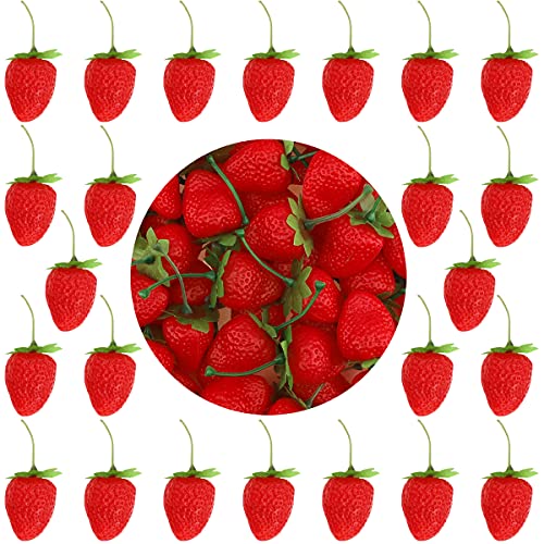 Meiwlong 30 PCS Künstliche Rot Realistisch Erdbeeren Gefälscht Simulation Kunststoff Früchte Lebensecht Ornament Faux Klein Requisiten Haushalt Küche Party Hochzeit von Meiwlong