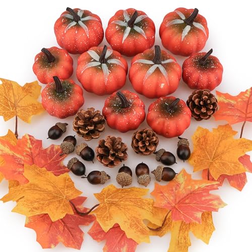 Meiwlong 30pcs Künstliche Kürbisse Dekor Set lebenshafte Simulation Mini gefälschte Kürbisse mit Ahornblättern für Halloween Thanksgiving Herbst Ernte Bauernhof Meiwlong 30pcs Künstliche Kürbisse Dekor Set lebenshafte Simulation Mini gefälschte Kürbisse mit Ahornblättern für Halloween Thanksgiving Herbst Ernte Bauernhof von Meiwlong