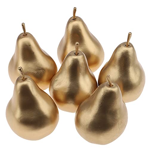 Meiwlong 6 PCS Künstliche Realistisch Birne Gefälscht Lebensecht Anzeige Dekoration Golden Geburtstag Party Weihnachten Faux Simulation Kunststoff Früchte Garnierung Küche Fest von Meiwlong