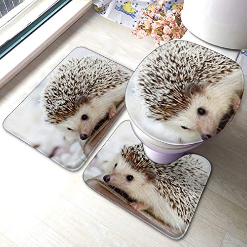Meiya-Design Niedliches Igel Badezimmerteppich Set 3-teilig – Weiche Duschvorleger – Konturmatte und WC-Deckelbezug – perfekte Kombination und Komfort von Meiya-Design
