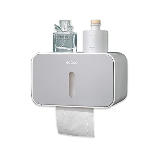 Meiyijia Toilettenpapierhalter Ohne Bohren, Sichtbares Fenster Badezimmer Multifunktions Aufbewahrungsbox (Grau) von Meiyijia