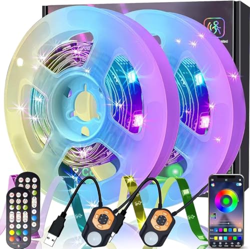 Meiyue LED Strip Bewegungsmelder 3M 2Set, RGB LED Streifen mit PIR Bewegungssensor, Fernbedienung & APP Steuerung, Nachtlicht mit Bewegungsmelder für Bet,Treppen,Schlafzimmer Meiyue LED Strip Bewegungsmelder 3M 2Set, RGB LED Streifen mit PIR Bewegungssensor, Fernbedienung & APP Steuerung, Nachtlicht mit Bewegungsmelder für Bet,Treppen,Schlafzimmer von Meiyue