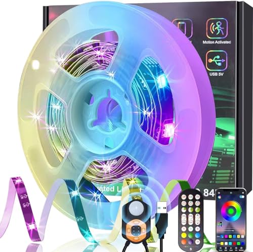Meiyue LED Strip Bewegungsmelder 6M, RGB LED Streifen mit PIR Bewegungssensor, Fernbedienung & APP Steuerung, 3 Modi, Musik Sync Bluetooth RGB LED Streifen für Bet,Treppen,Schlafzimmer Meiyue LED Strip Bewegungsmelder 6M, RGB LED Streifen mit PIR Bewegungssensor, Fernbedienung & APP Steuerung, 3 Modi, Musik Sync Bluetooth RGB LED Streifen für Bet,Treppen,Schlafzimmer von Meiyue
