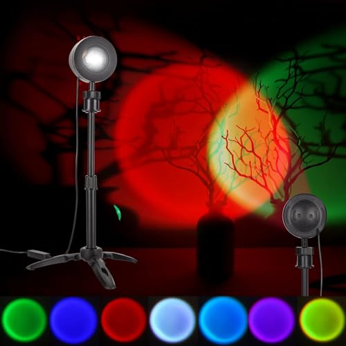 Meiyue Sunset Projection Lamp,Sunset Light mit Stativ und Verlängerungsstange,360° Rotation USB LED Sunset Projector Light,RGB Rainbow LED Sunset Nachtlicht Projector für Party Foto Vlog von Meiyue