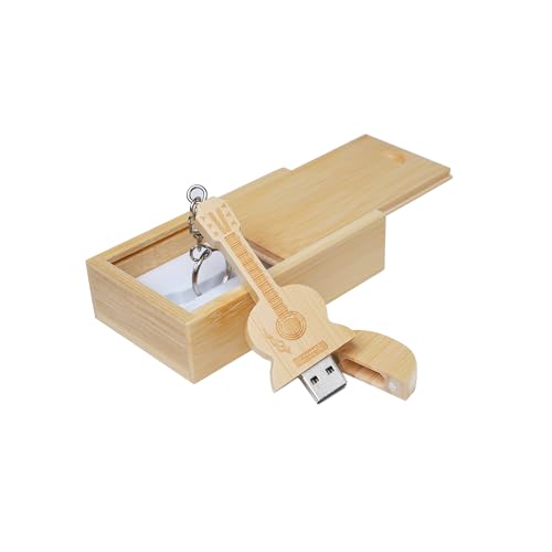 Guitar Shaped Maple Wood Memory Stick USB Flash Drive in Wood Box (2.0/64GB, Bamboo wood) von Meiyuexiang