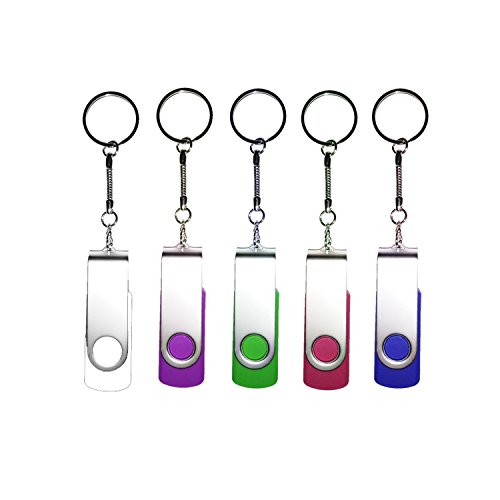 Meiyuexiang 5Pcs Swivel USB 2.0 Flash Drive Memory Stick Foldable Storage Thumb U Disk Gift (5 Mixed Colors: Black Purple Green Red Blue) (2GB, 5pcs Multi-Coloured) von Meiyuexiang