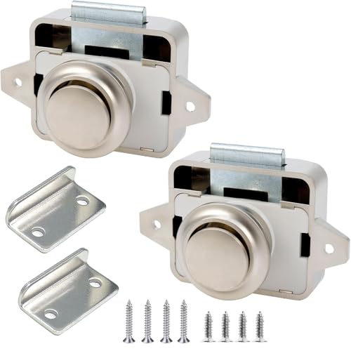 MejaRizon Push Lock Schloss, 2 Stück Zinklegierung Push-Lock, Schlüsselloses RV Schrankschlösser mit Groß Push Button, Camping Schrank Verschluss Geeignet für Holzschrank, Wohnmobile(Champagne Gold) MejaRizon Push Lock Schloss, 2 Stück Zinklegierung Push-Lock, Schlüsselloses RV Schrankschlösser mit Groß Push Button, Camping Schrank Verschluss Geeignet für Holzschrank, Wohnmobile(Champagne Gold) von MejaRizon